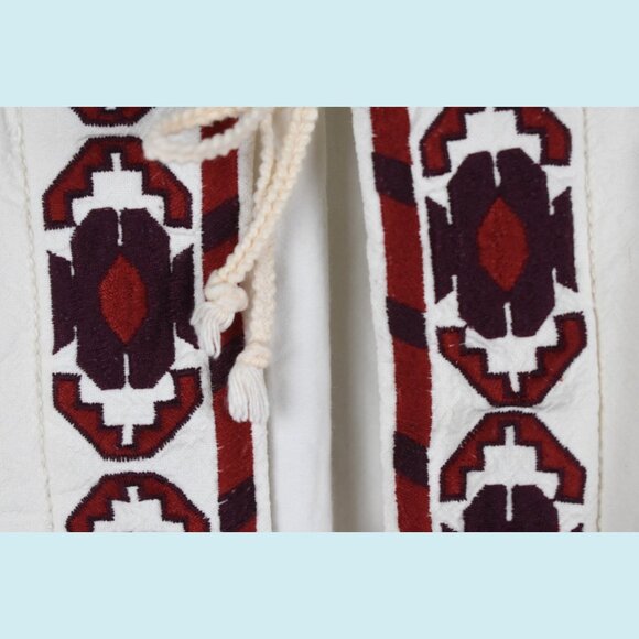 Free People Swing Jacket Women's Size Large Off White Red Boho Embroidered Top - Picture 8 of 16